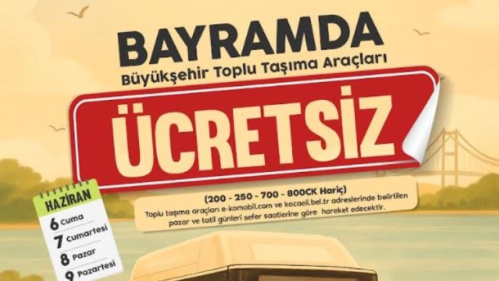 Bayram boyunca ulaşım ücretsiz