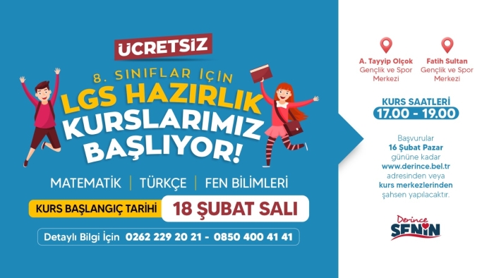 Derince’de Ücretsiz LGS Hazırlık Kursları Başlıyor